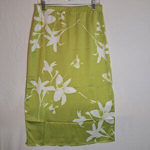 CALVIN KLEIN Skirt Womens Size Medium Green White Floral Print‎ Slit Pencil NEW